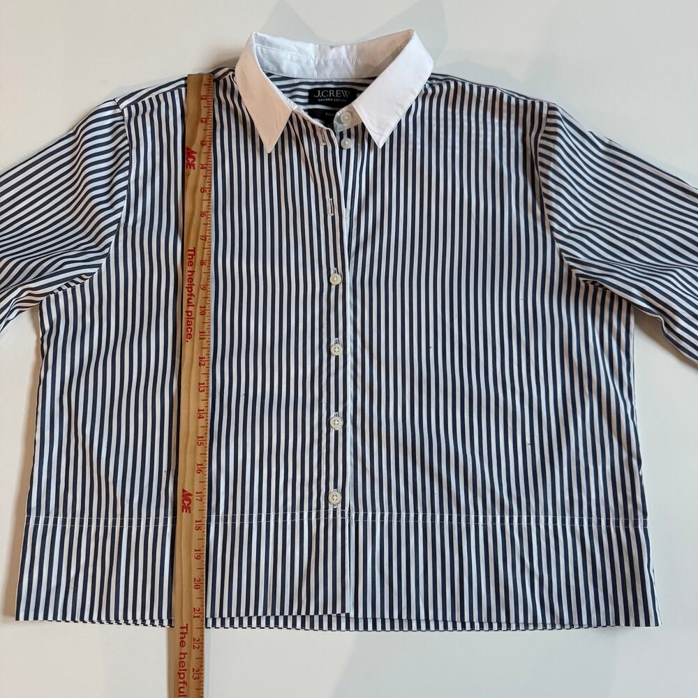 J.Crew Cropped Dark Evening Striped Garçon Shirt Size 10 NEW Womens Preppy NWT - Picture 9 of 14